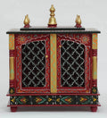 Jodhpur Handicrafts Wooden Temple Pooja Ghar Wood Handcrafted Hindu Mandir Pooja Ghar Mandapam Worship Wall Hanging Wall D?cor Art MDF Temple Size (LXBXH) (18X9X22) INCH (RED)