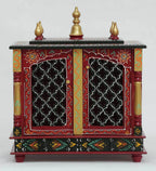 Jodhpur Handicrafts Wooden Temple Pooja Ghar Wood Handcrafted Hindu Mandir Pooja Ghar Mandapam Worship Wall Hanging Wall D?cor Art MDF Temple Size (LXBXH) (18X9X22) INCH (RED)