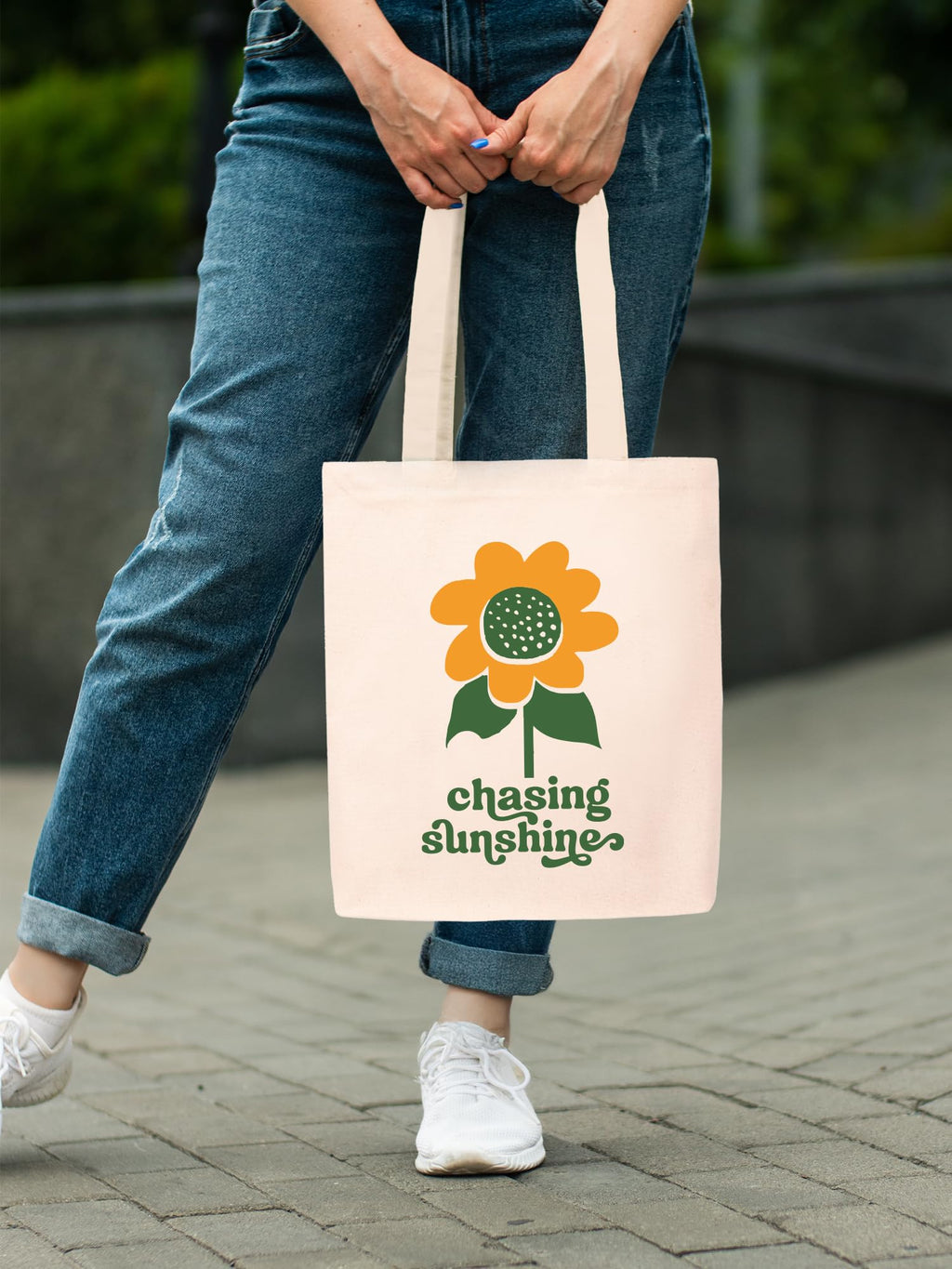 DOODLE Canvas Tote Bag for Women with Zip Closure – Sunflower Printed Reusable Shoulder Bag, Eco-Friendly Tote Bag with Outer Zip & Inner Zip Pocket for College, Office, Shopping, Travel & Beach