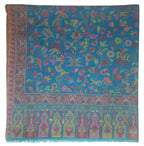 Mehrunnisa Jamawar Kani 100% Pure Wool Shawl Wrap From Kashmir (Turquoise)