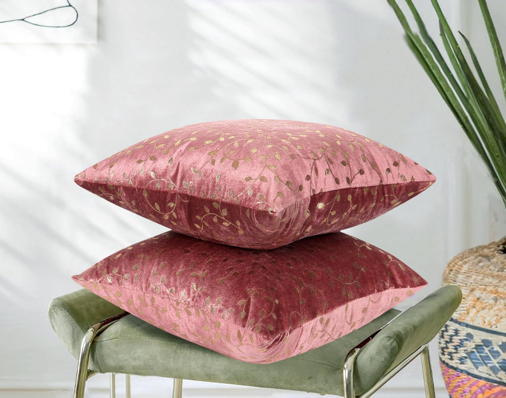 RD TREND® Premium Velvet Cushion Covers Set of 2 | Soft Decorative Throw Pillowcases for Sofa, Bed & Living Room | Cushion Cover 18 inch x 18 inch (45x45 cm) Dusty Rose