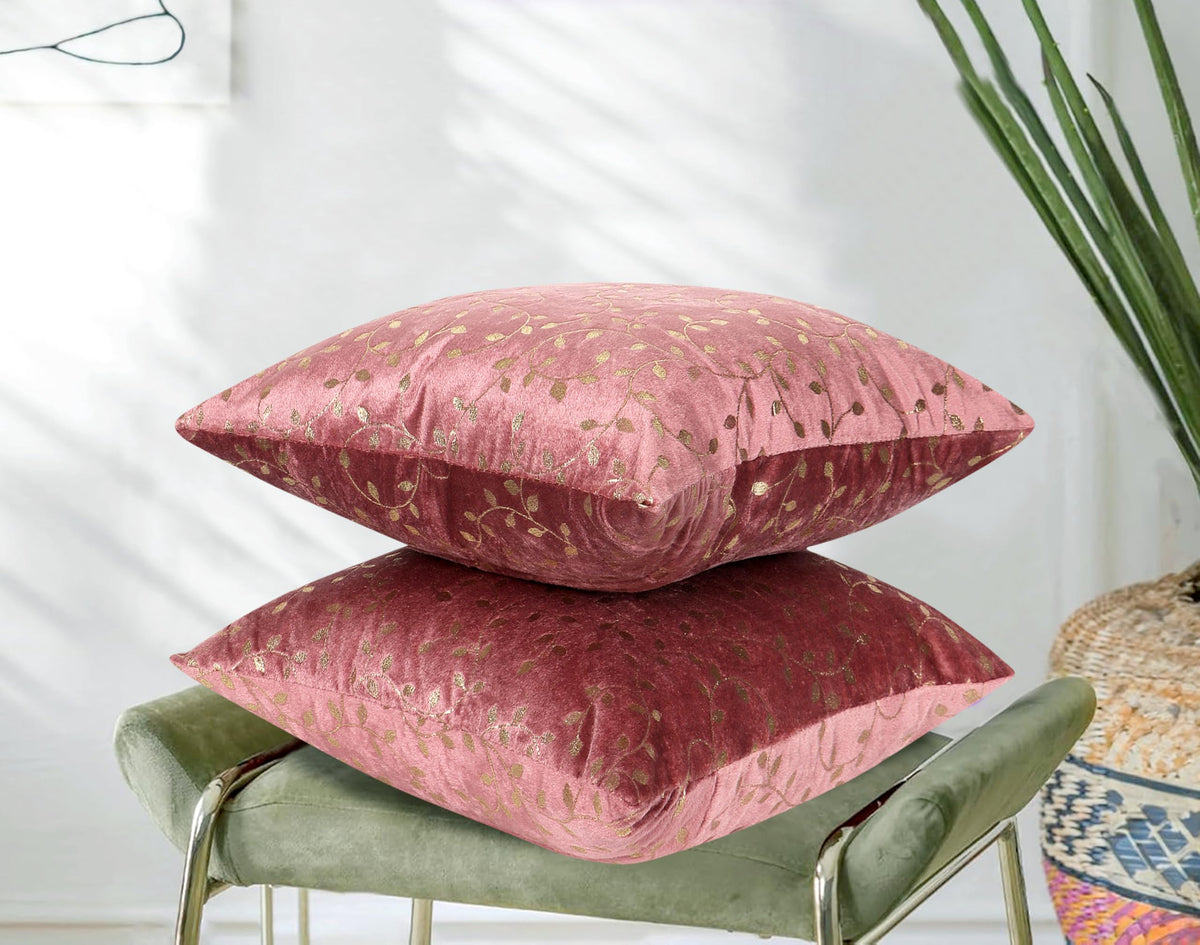 RD TREND® Premium Velvet Cushion Covers Set of 2 | Soft Decorative Throw Pillowcases for Sofa, Bed & Living Room | Cushion Cover 18 inch x 18 inch (45x45 cm) Dusty Rose