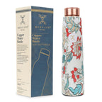 MERCAPE® Pure Copper Water Bottle 950 ml with Leak Proof Lid | Printed Floral Design Copper Bottle for Home, Office, Gym & Yoga | BPA Free Reusable Ayurvedic Water Bottle for Daily Use