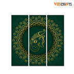 VIBECRAFTS Beautiful Ganesha Head 3 Pieces Canvas Wall Painting Fitted With Wooden Frame For Home | Office | Living Room | Gifts (PTVC3Pcs1_9557)