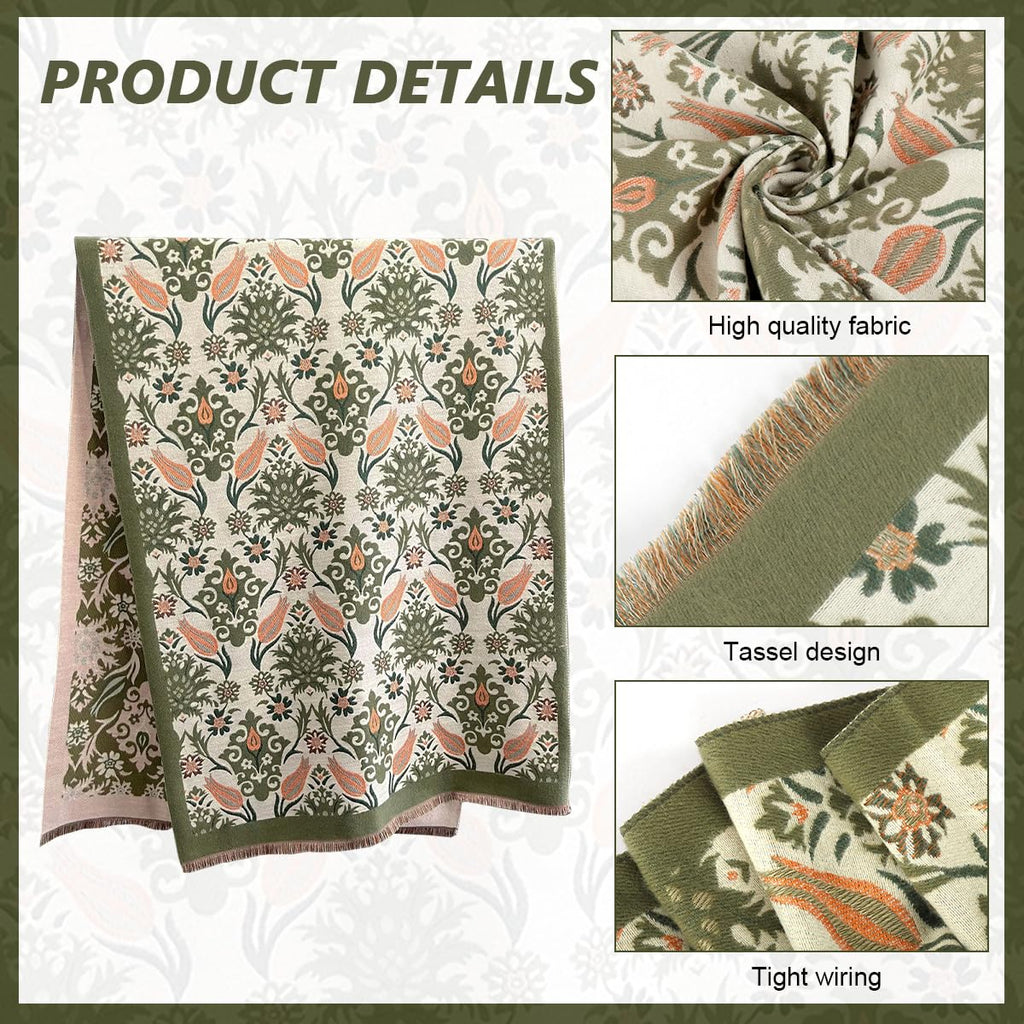 SANNIDHI Winter Shawl for Women, Imitation Cashmere Scarf, 65x185cm Green