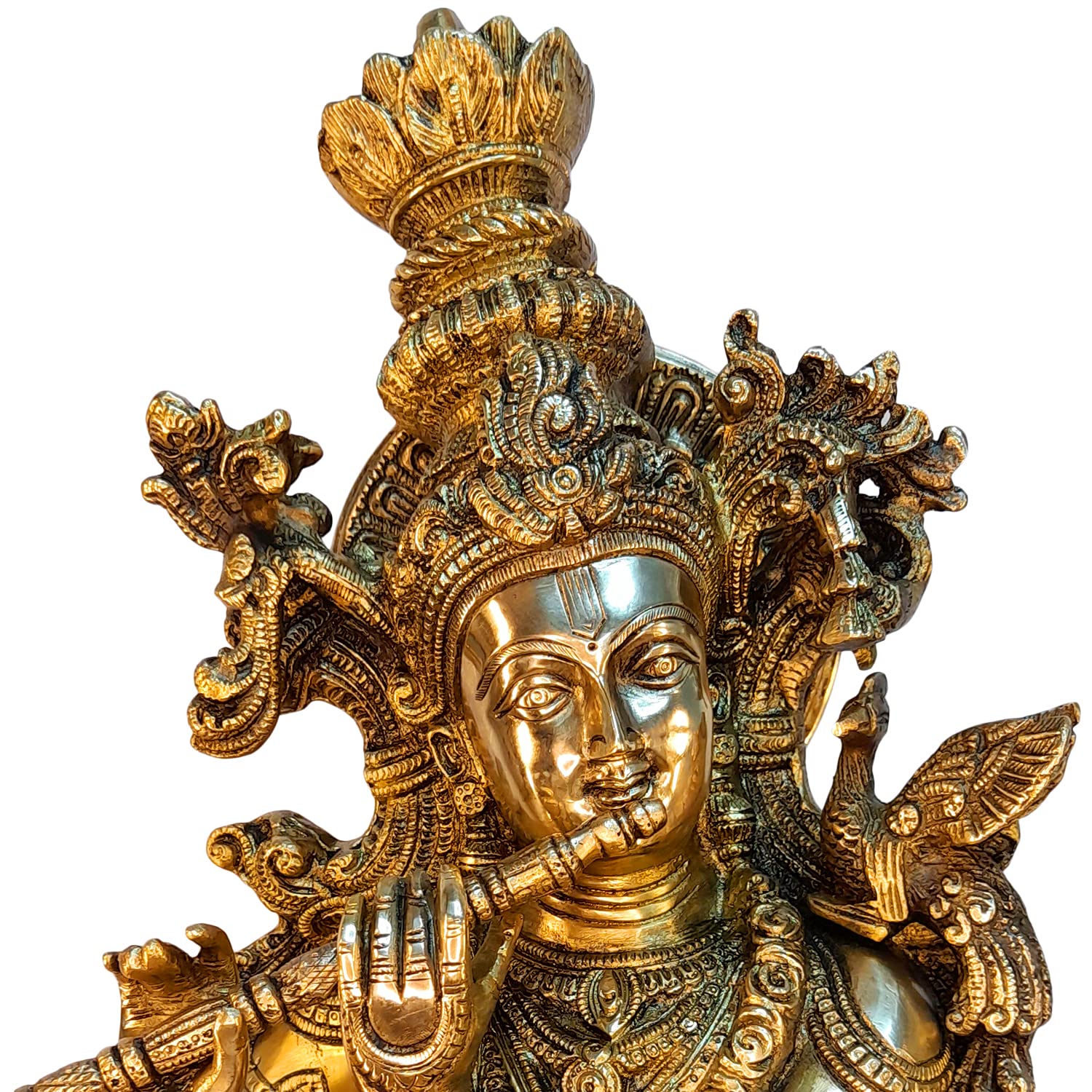 Svarup Brass Krishna Bhagwan Idol Murli Kishan Murti Playing Bansuri Gift for Home Mandir Decor Marriage Height 29 Inch Weight 16 Kg Antique Gold