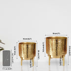 BEHOMA Hammered Gold Metal Indoor Planters Set - Set of 2