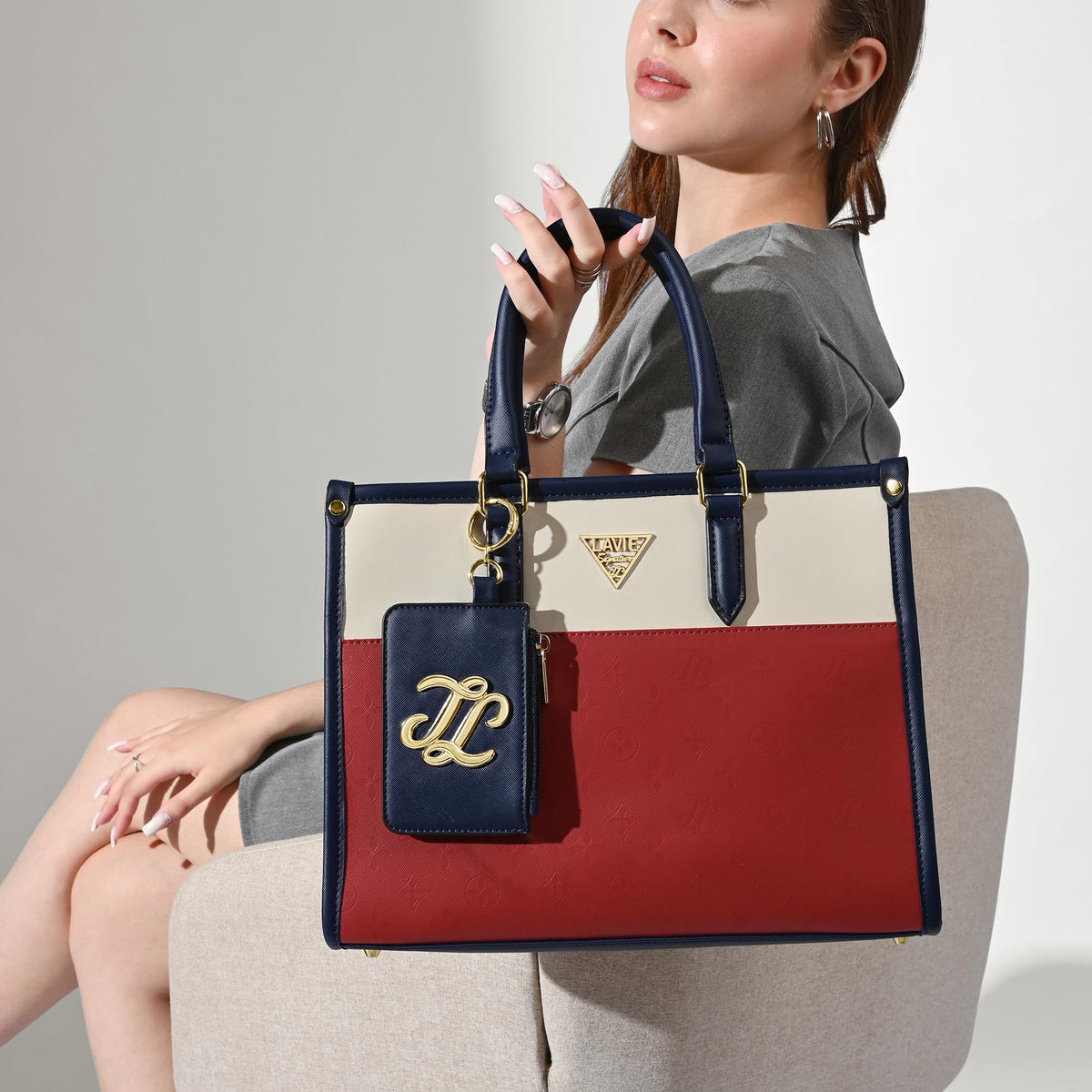 Lavie Signature Women's Ithaca Colourblock Tote Handbag for Women | Tote Bag for Work | Ladies purse | Stylish Shoulder Bag | Gift for Women