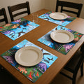 PRAKARTIK BY INDUARTS Dining Cloth Table Mats Set of 4 - Dinosaur Kids Theme,Digital Print, Washable, Indoor/Outdoor, Heat-Proof, Water Resistant, Wipe & Clean (47X33 cm) Green & Multi Kafalo