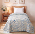 VAS COLLECTIONS Cotton AC Blanket for Single Bed, 147x230 cm | Reversible Lightweight All Season Comforter | Soft Breathable Skin-Friendly Blanket for Bedroom Use (Azure Meadow) Kafalo