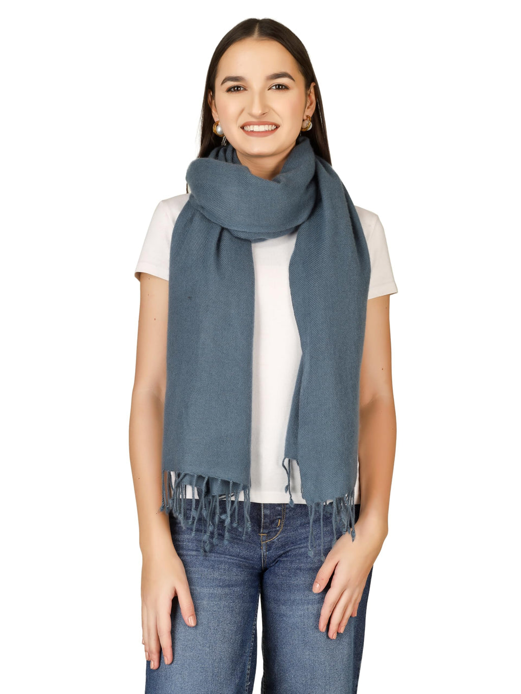 VERAME Pure Pashmina Stole for Women | Thick & Ultra Soft Solid Winter Shawl | Luxury Plain Warm Pashmina Wrap for Winter, Weddings and Parties (GREY)