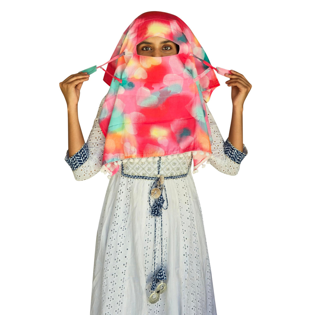 Switchon Rayon Mill dye Innovative scarf for Women with closer 4 inch Hook and Loop Tape size adjustable (Red_Multi)