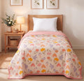 VAS COLLECTIONS Cotton AC Blanket for Single Bed, 147x230 cm | Reversible Lightweight All Season Comforter | Soft Breathable Skin-Friendly Blanket for Bedroom Use (Blush Garden) Kafalo