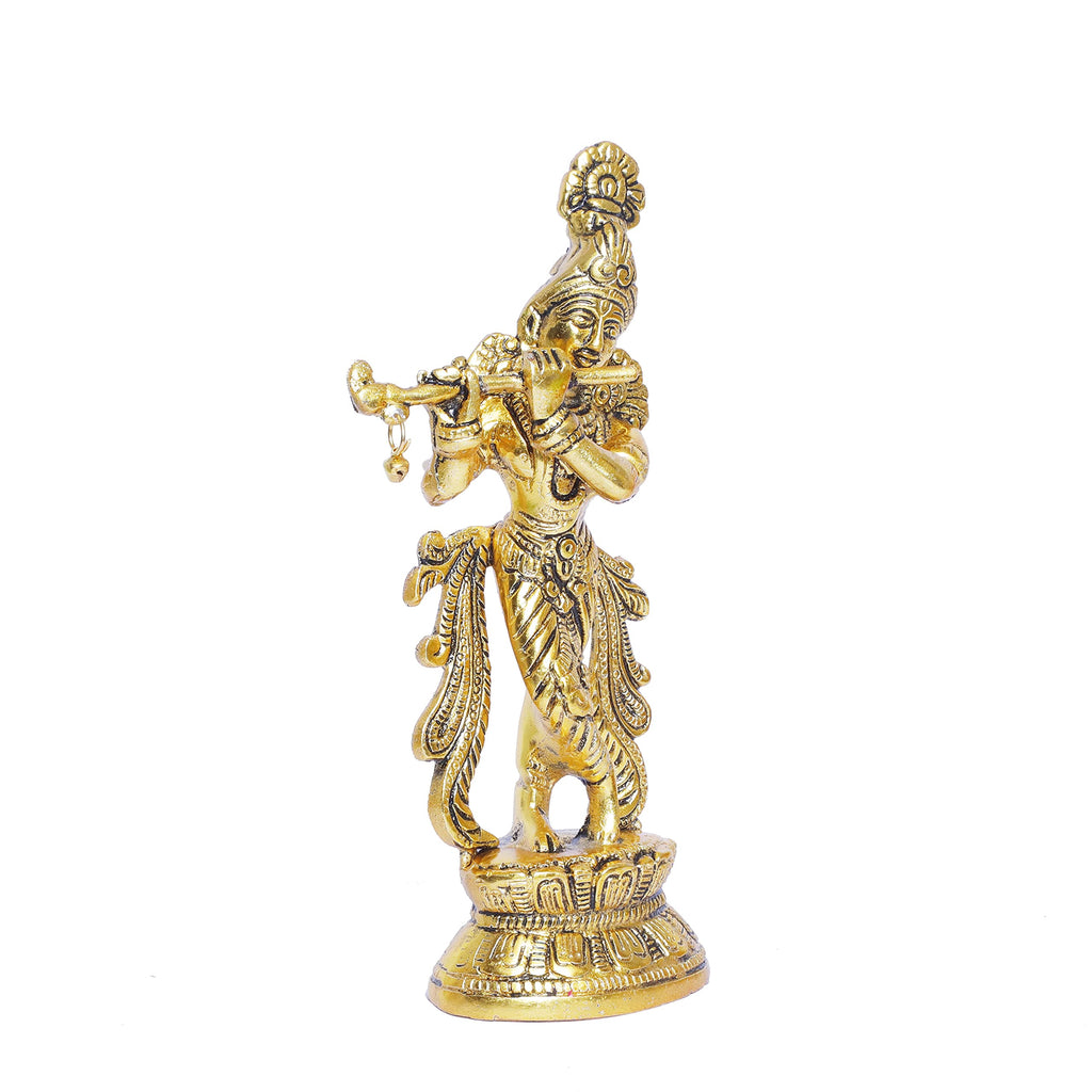 KridayKraft Lord Krishna Metal Statue,Krishna Murti Playing Flute for Temple Pooja,Decor Your Home,Office & Gift Your Relatives,Showpiece Figurines,Religious Idol,Gift Article...