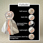 FAHABO Digital Print Mal Mal Cotton Scarf for Women – Soft, Lightweight Hijab, Head & Neck Wrap | Stylish Fashion Scarf (Bavarian Cream, Dark Tan, Orange Peel)