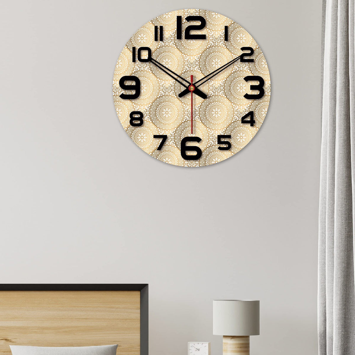 VIBECRAFTS Mandala Pattern Printed Wooden Wall Clock for Home Decor | Office | Livingroom, Bedroom | Gift (WWCVC1Pcs_15069)