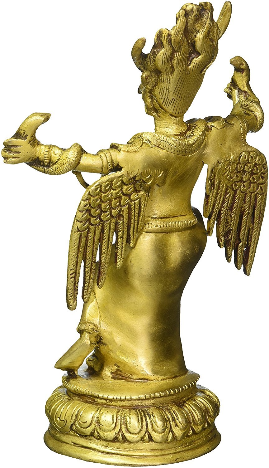 ARTVARKO Brass Lord Vishnu Vehicle Garuda Holding Snakes Statue for Blessing Health Happiness and Stability at Home & Office | Height 8