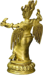 ARTVARKO Brass Lord Vishnu Vehicle Garuda Holding Snakes Statue for Blessing Health Happiness and Stability at Home & Office | Height 8