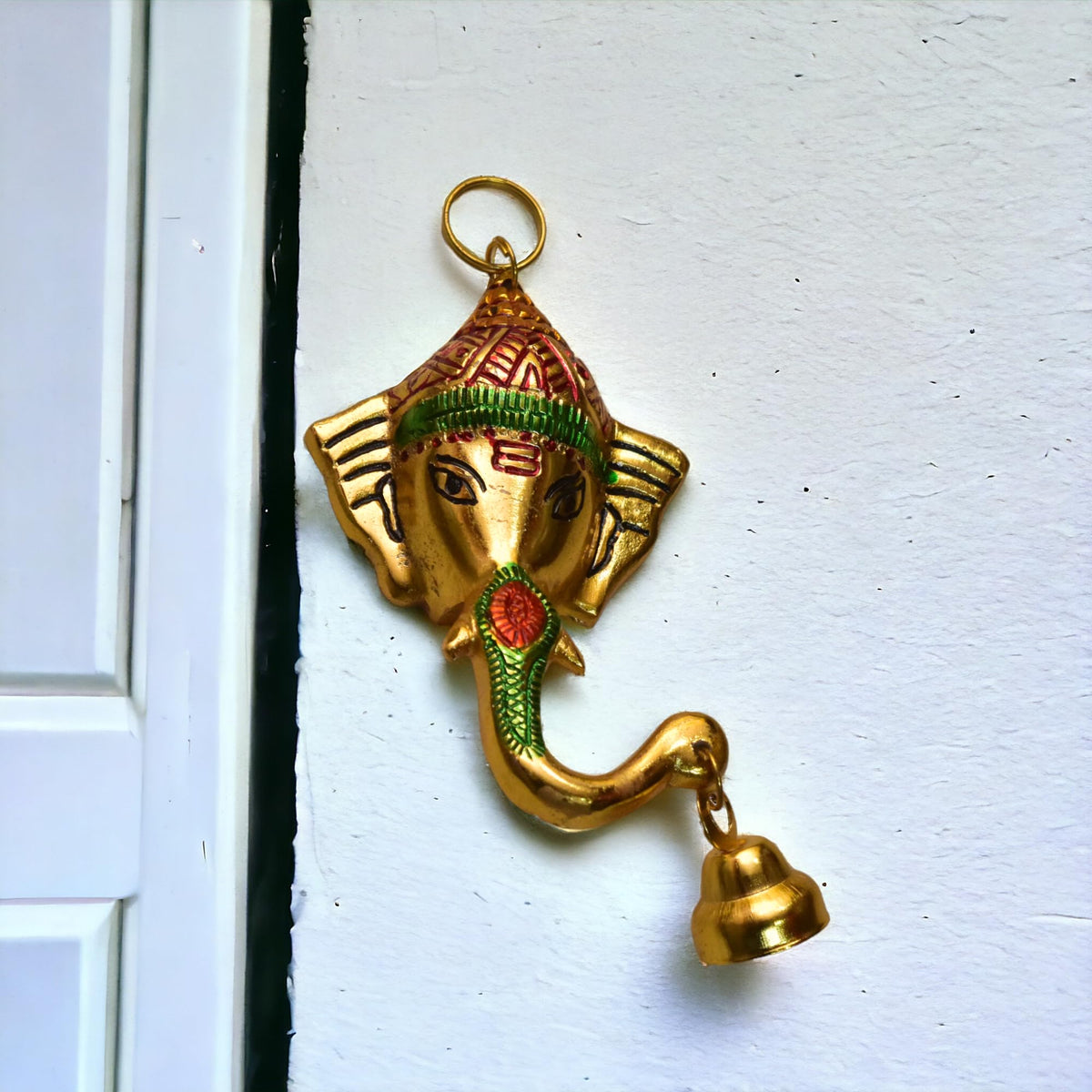 KridayKraft Aluminium Antique finish Ganesha Head with Bell Wall hanging