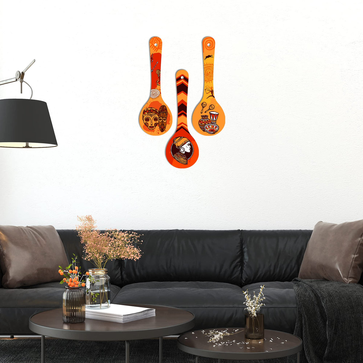 Artvibes Ancient Egyptian Tribal Art Decorative Wall Art MDF Wooden Wall Hanger for Living Room | Printed Wall Decoration | Graphic Artwork | Wall Poster | Scenery | Unique Gift (WH_5008N), Set of 3
