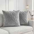 Yellow Weaves Jacquard Cushion Covers | Sofa Cushion Covers | Throw Pillow Cover for Sofa, Couch, Living Room| Removable & Washable | 16x16 Inches, Set of 2 (Grey)