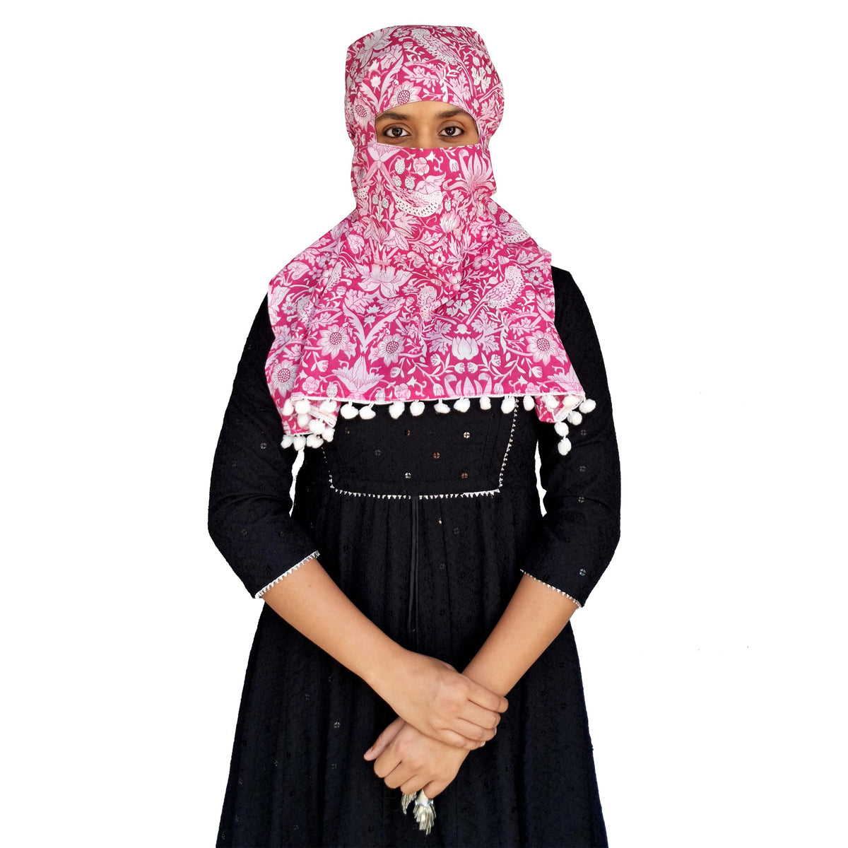 Switchon Export quality Cotton Multi color scarf hijabf for women for 12 yrs and above (Pink_White)
