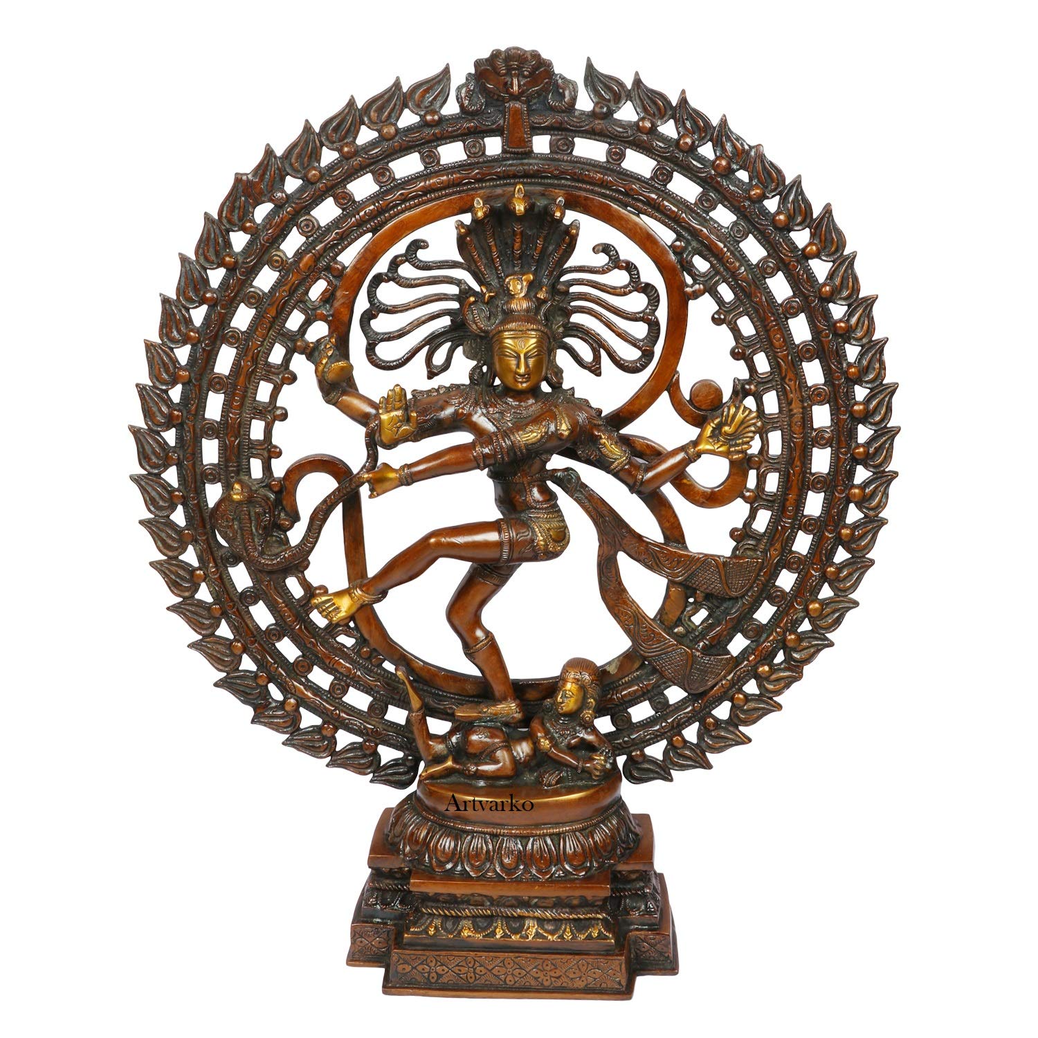 ARTVARKO Pure Brass Big Size Natraj Dancing Idol Natrajan Murti Om Nataraja Shiva Statue for Home Decor Height 24 Inch