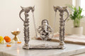 KridayKraft Aluminium Lord Ganesha on Parrot Jhula Idol | Silver Oxidized Finish Decorative Showpiece for Home Decor, Temple, Living Room, Office & Festive Gifting.