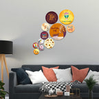 Artvibes Life Is A Crazy Ride Decorative Round Shape MDF Wooden Wall Hanging | Quotes Decor Item | Traveller Quotes Wall Art | Wall Poster | Home Decor | Unique Gift (WPS_115N), Set of 11