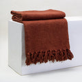 DMAASA 100% Cotton Hand Woven 3 Seater Sofa Throw Handmade 50x60 Inch Solid Bed Blanket Soft Thrower for Living Room, Bed, Couch and Chair Reversible and Breathable (Maroon) Kafalo