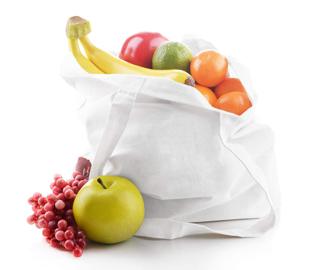 ELES VIDA Cotton Bags White Fabric Bag (10 Pieces in 38 x 42) – The Original Oeko-Tex Tested Quality Product, Long Handle, Tote Bag, Jute Bag, Cloth Bag, Shopping Bag, 100% Cotton