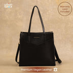 Urban Space Vegan Leather Women Tote Bag with Laptop compartment, Handbag for Work, Ladies purse, Stylish Shoulder Bag, Laptop ipad Tote Bags For Office Use, Gift for Women (Adele Black)