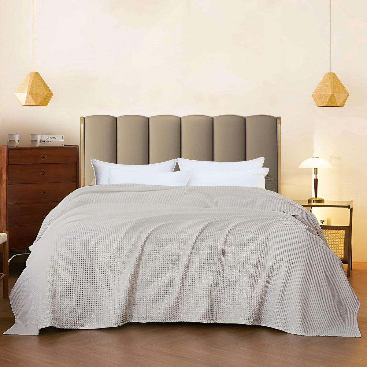 Bhoomi Impex Super Soft & Breathable 100% Microfiber Waffle Blanket – Throw Blanket and Quilt for Bed & Sofa Single(60x90) Size - Pearl Grey/Soft Grey Kafalo