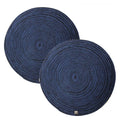 SAPROSE® Polypropylene Multipurpose Braided Round Table Mat (2 PCS Pack, 40 cm), Dinning placemats, Side Tablemat, Doilies, Machine Washable (15.5 Dia, Blue-Black Melange) Kafalo