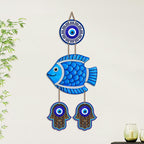 Artvibes Lucky Fish Wall Decor for Home Entrance | Evil Eye Hanging for Positive Energy & Protection | MDF Vastu Decorative Art for Living Room | Bedroom | Office & Main Door | Gift Item (WH_8538N)