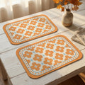 TheTableTales Placemats Pack of 2, Premium Waterproof Heat Resistant Dining Table Mats | Washable PU Leather Mats for Dinner | Non Slip Pad for Home Kitchen Restaurant (45 x 30 cm, Pastel Orange) Kafalo