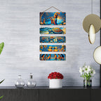 Artvibes Lord Krishna Turtle Elephant & Women Offering Prayers Wall And Door Hanging for Home | Spiritual Decor Items | Wall Poster | Artwork| Stylish Modern Decor Item | Gift Items (WH_6728N)