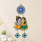 Artvibes Shree Radha Krishna Evil Eye Wall Decor for Home and Office | Nazar Suraksha Hanging for Entrance Living Room Temple | Spiritual Vastu Good Luck Decorative Gift (WH_8578N)