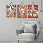 Artvibes Nature Theme Decoration Wooden Art Decoration Item for Living Room | Art For Wall | Wall Sculpture | Signs & Plaques | Festive Decor | Wall Illustrations | Gift Items (WH_96128N), Set of 3