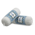 BLOCKS OF INDIA Cotton Hand Block Printed Bolster Cover | Booster Cover with Drawstring | Round Long Pillow Cover for Bed | Dewan Pillow Cover Set 16 X 32 | Set of 2 (Color 37)
