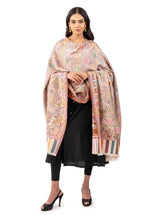 Naureen Women Pashmina Blend Kani Shawl with Floral Artwork, Warm and Soft, 40x80 inch