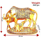 KridayKraft Kamdhenu Cow,Calf with Bal Gopal Krishna Metal Statue for Good Luck,Feng Shui As Table Top Figurine,Vastu,Religious Gau MATA Idol