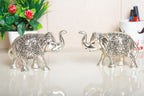 KridayKraft Elephant showpiece Figurine Small Size Statue Silver Polish 2 pcs Set for Enhance Your Home,Office Table Decorative & Gift Article,Animal Showpiece Figurines...