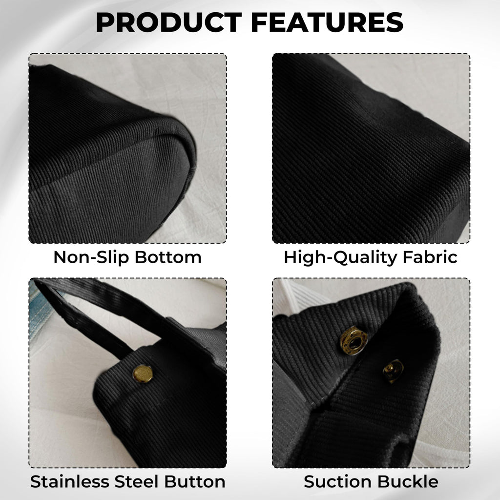 Kraptick Canvas Tote Bag for Women with Zipper - Aesthetic & Spacious Shoulder Handbag for Office, College, Travel & Shopping - Durable Tote Bag with Inner Pocket (Black)