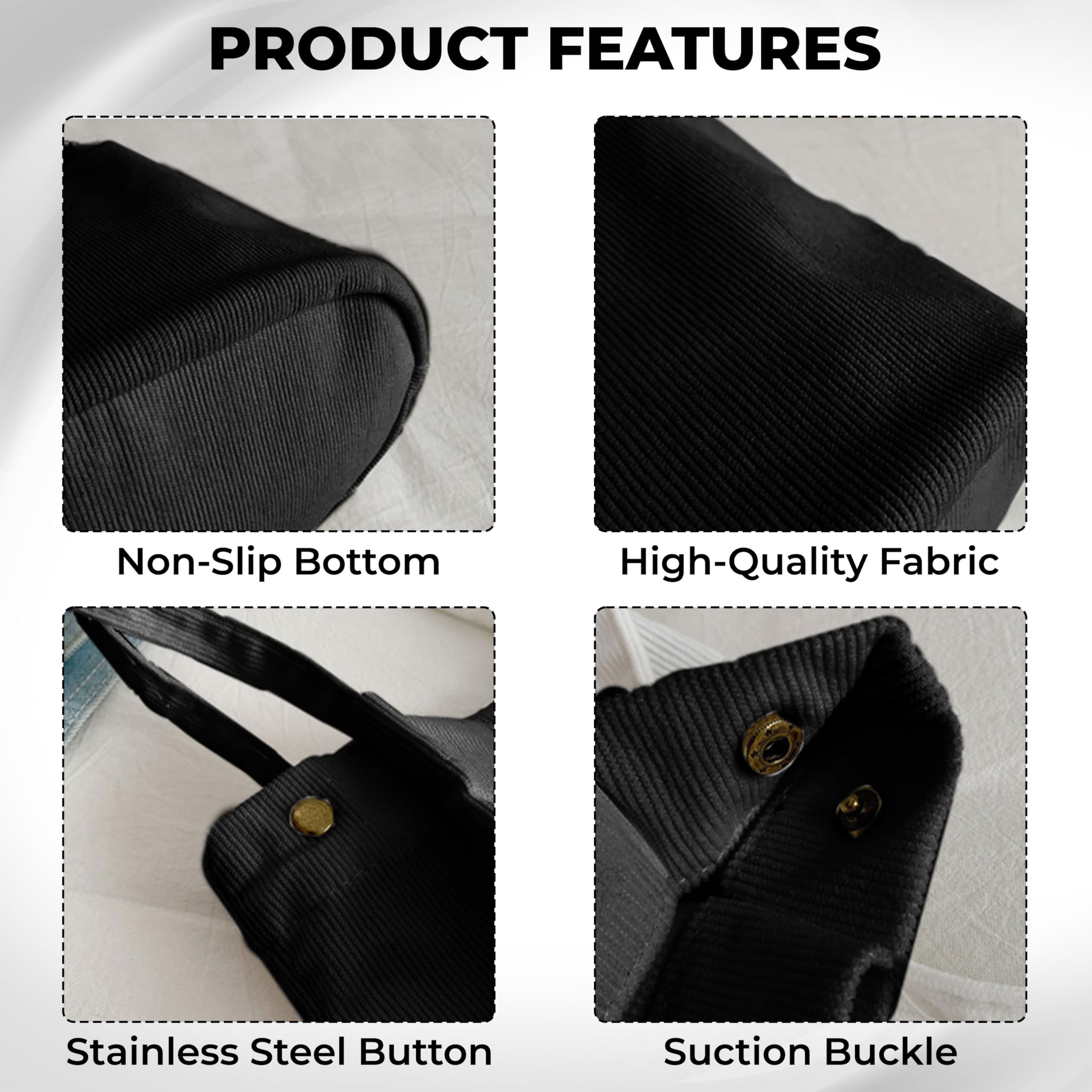 Kraptick Canvas Tote Bag for Women with Zipper - Aesthetic & Spacious Shoulder Handbag for Office, College, Travel & Shopping - Durable Tote Bag with Inner Pocket (Black)