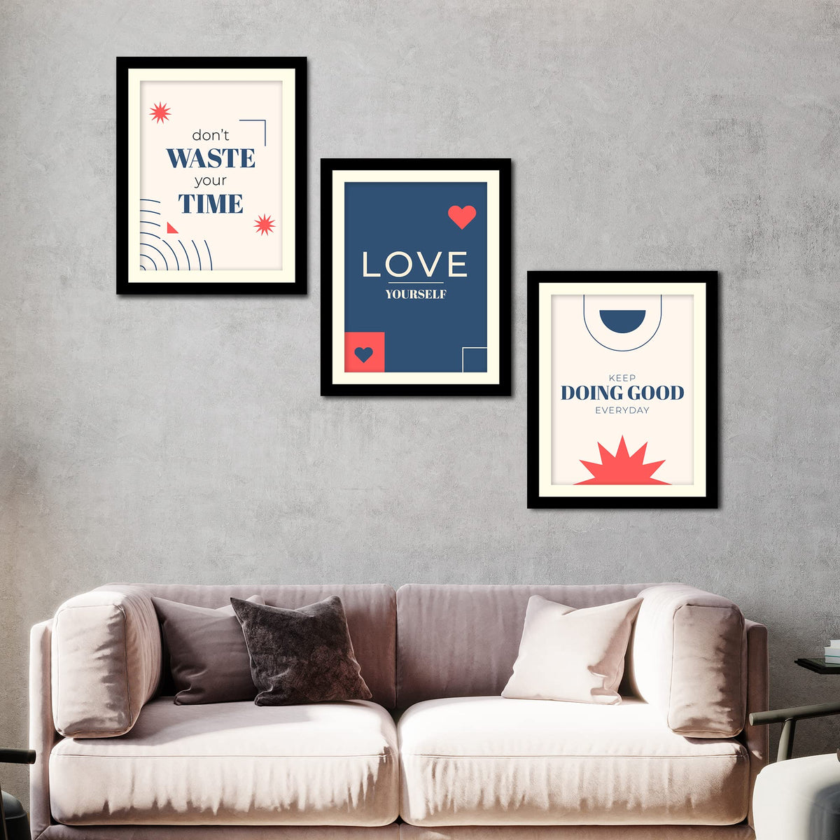 VIBECRAFTS Motivational Quotes Decorative Wall Frames Set of 3 For Office Digital Reprint Posters with Synthetic Wooden Frame Home, Gift Item (15 x 12 inch)(PFVC3Pcs4_1311)