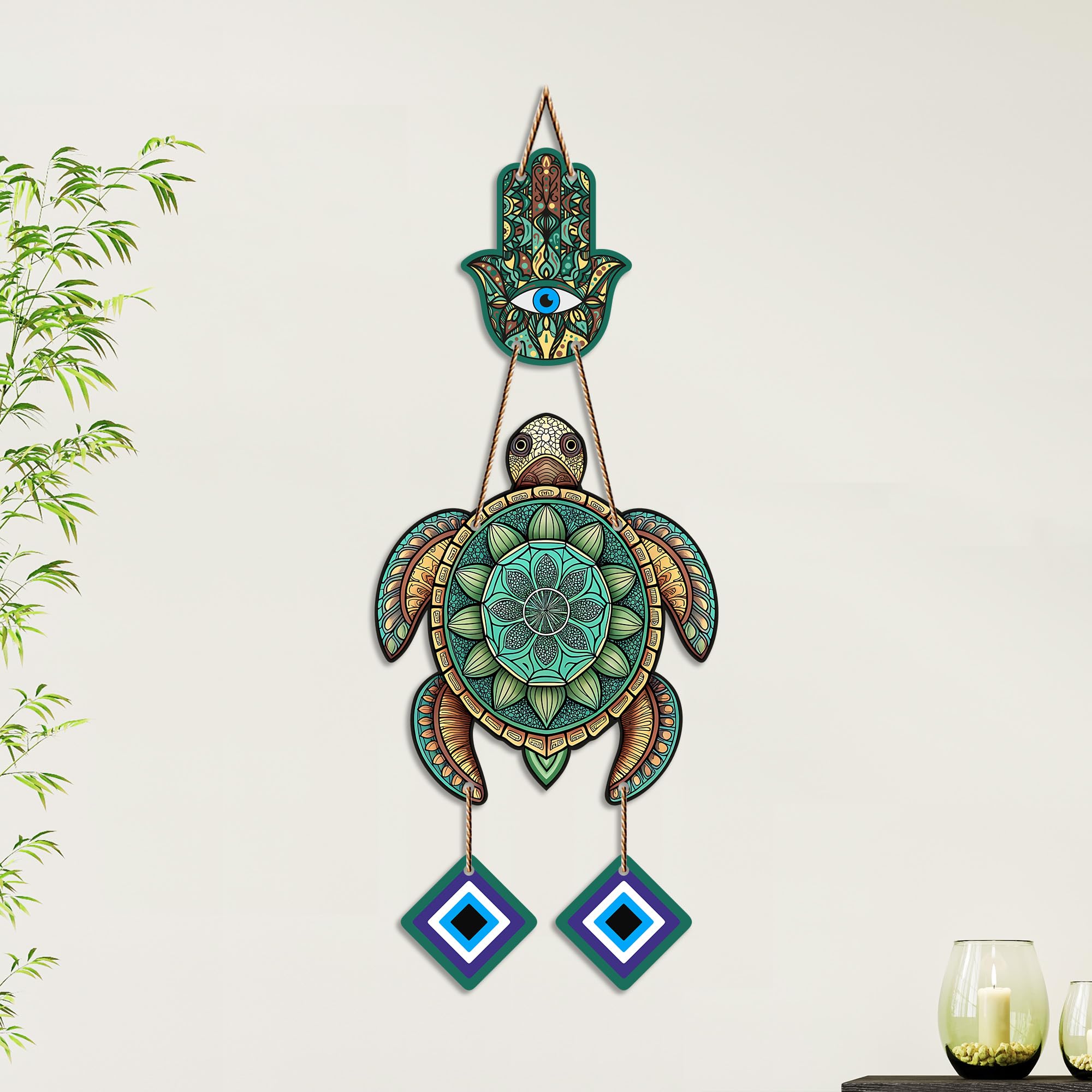 Artvibes Decorative Sea Turtle Wall Hanging for Home Entrance | Nazar Battu MDF Wall Art | Vastu Inspired Decor for Living Room | Office | Hallway | Bedroom & Balcony | Gift Item (WH_8546N)