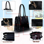 HYATT Leather Accessories Full Grain Natural Leather Top Handle Tote Handbags & Shoulder Bags For Women Office (Dimension- L-14 X H-12 X W- 5 Inch, Weight- 0.7 Kg - Black)