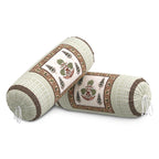 BLOCKS OF INDIA Cotton Hand Block Printed Bolster Cover | Booster Cover with Drawstring | Round Long Pillow Cover for Bed | Dewan Pillow Cover Set 16 X 32 | Set of 2 (Color 26)