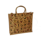 Indian Bazaar Tote Jute Shopper Burlap Sturdy Cotton Handle Eco Friendly Market Spacious Gusset Unisex Multiple Use Bag .Yoga Inspiration Elegant Print
